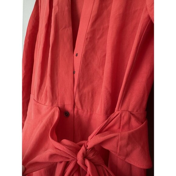 Kobi Halperin Mandi Dress Orange Long Sleeve Maxi Button Down Tie Waist Small - Picture 5 of 12